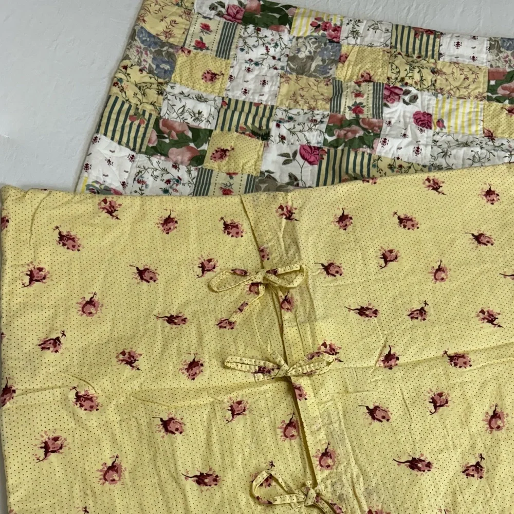 Set Of 2 Vintage French Quilted Cotton Shabby Chic Standard Pillow Sham Lovely